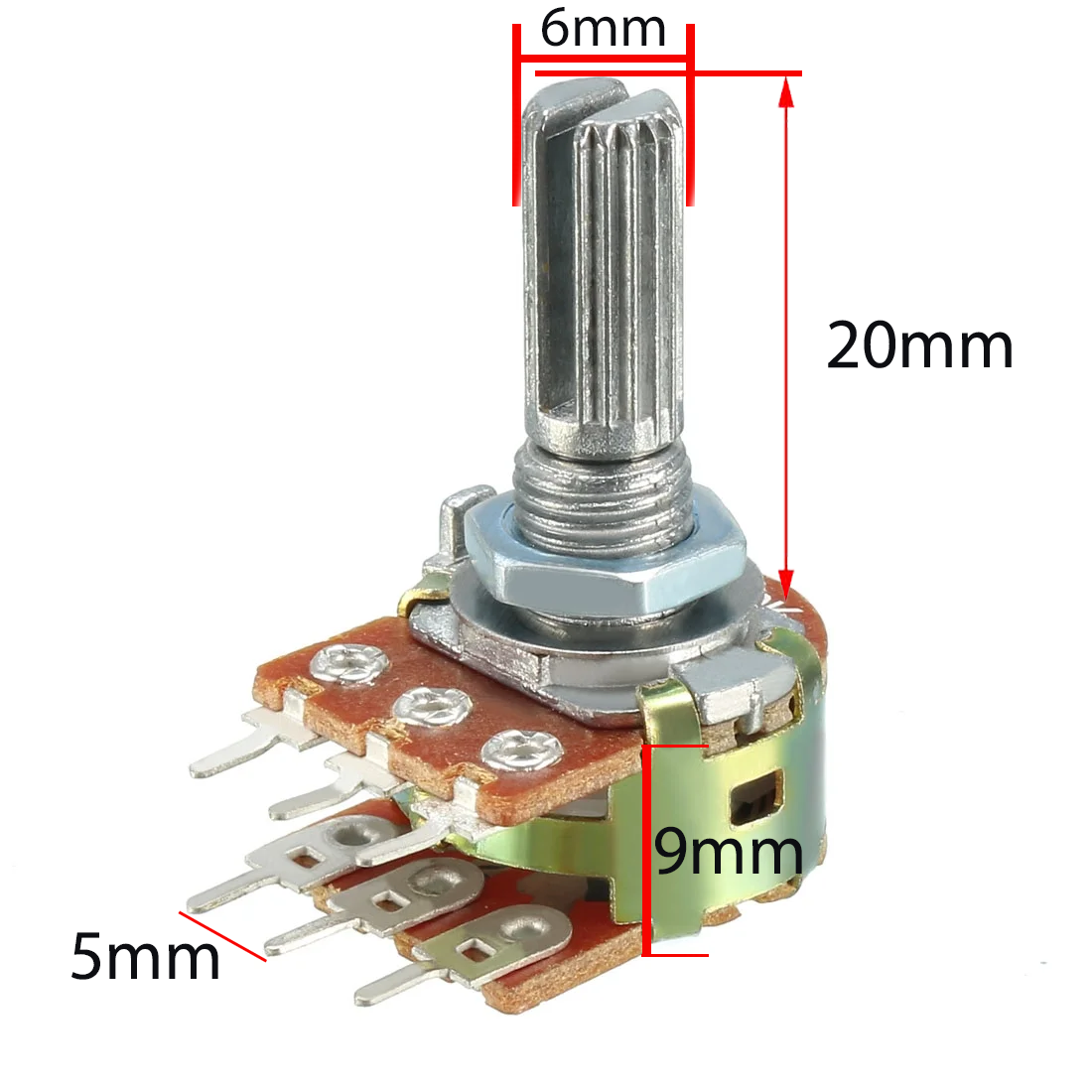 پتانسیومتر ایستاده (ولوم) دوبل ( 6 پایه )